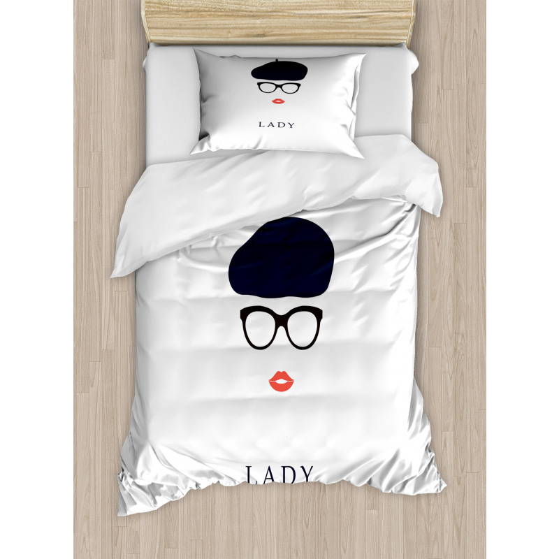 French Woman Wearing Glasses Duvet Cover Set