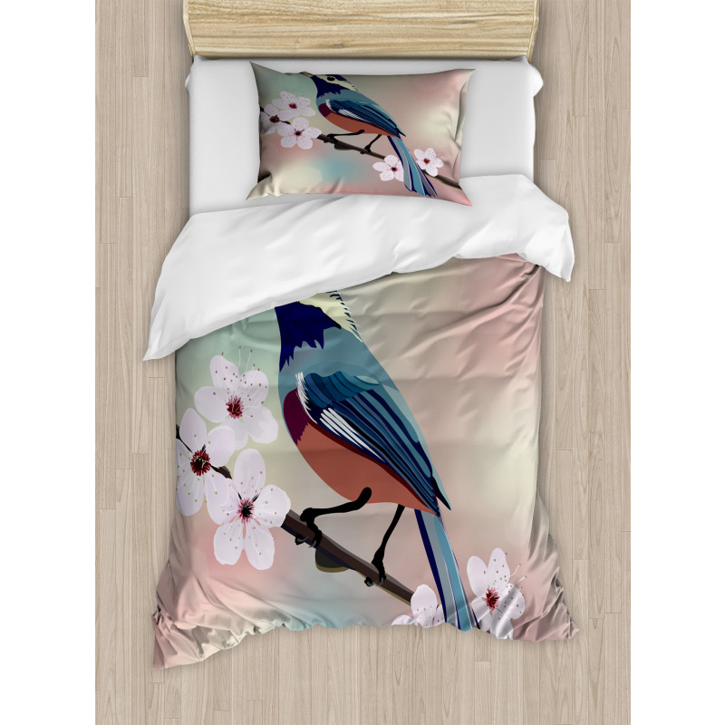 Sparrow Perching Duvet Cover Set