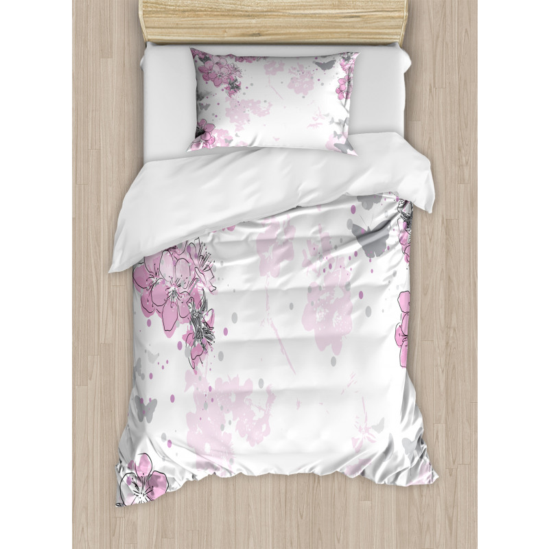 Spring Motif Outline Duvet Cover Set