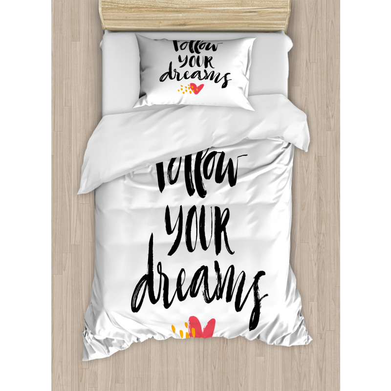 Hand Drawn Brush Lettering Duvet Cover Set