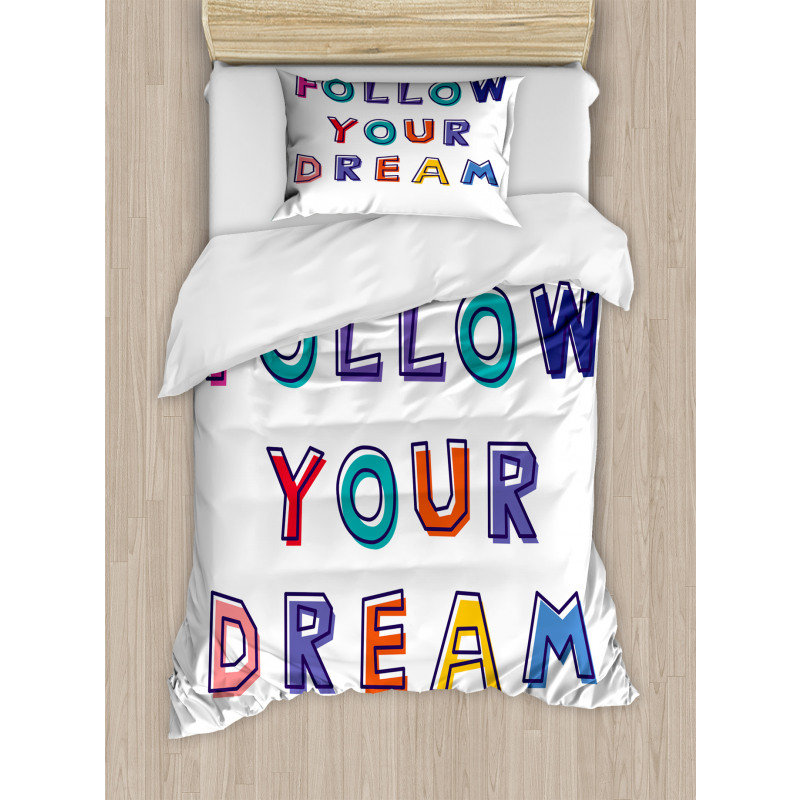 Motivational Phrase Rainbow Duvet Cover Set