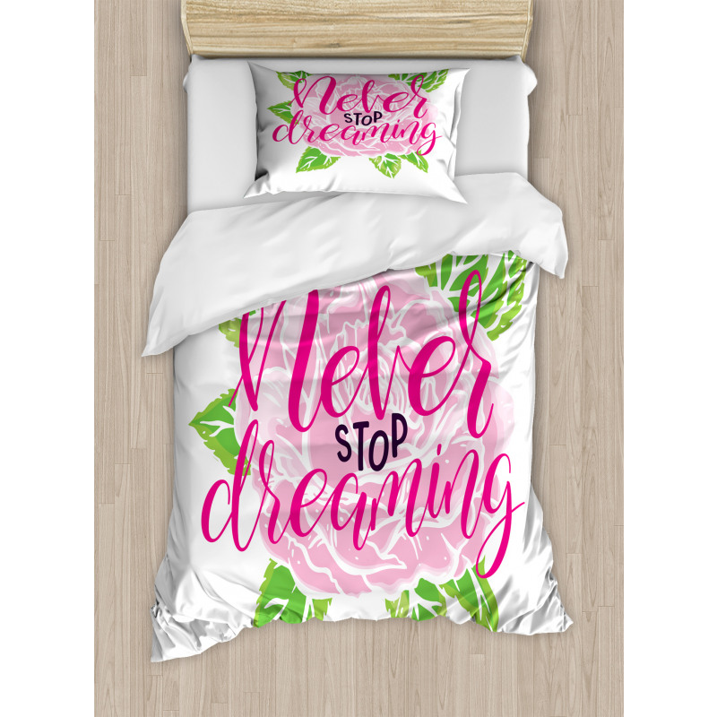 Romantic Rose Calligraphy Duvet Cover Set