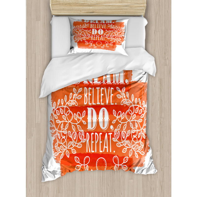 Dream Believe Do Repeat Leaf Duvet Cover Set