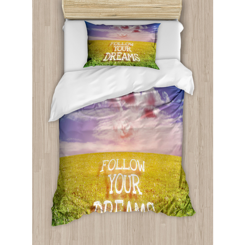 Green Field with Open Sky Duvet Cover Set