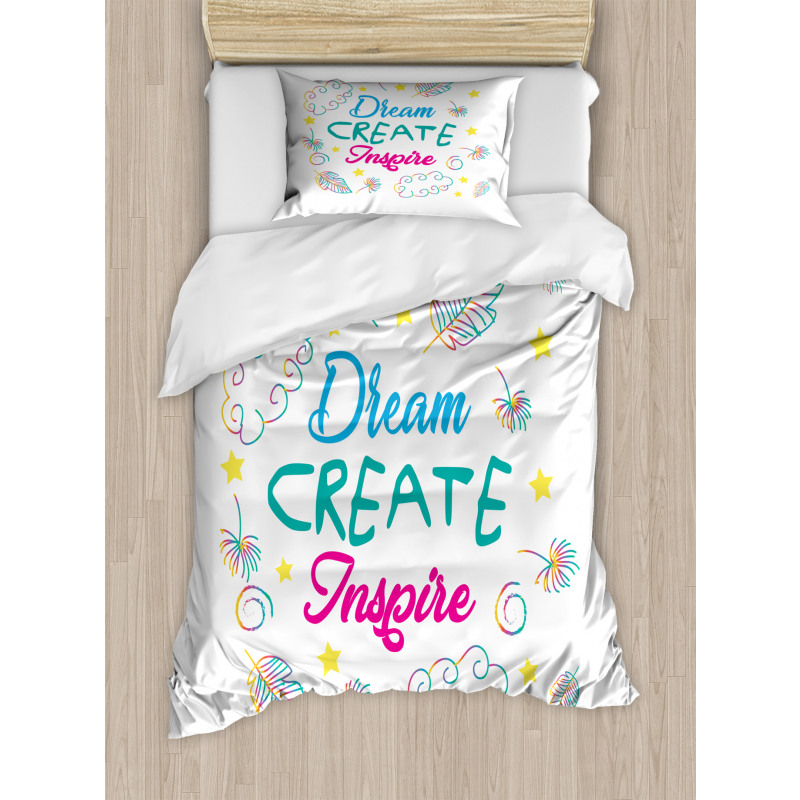 Dream Create Inspire Leaves Duvet Cover Set