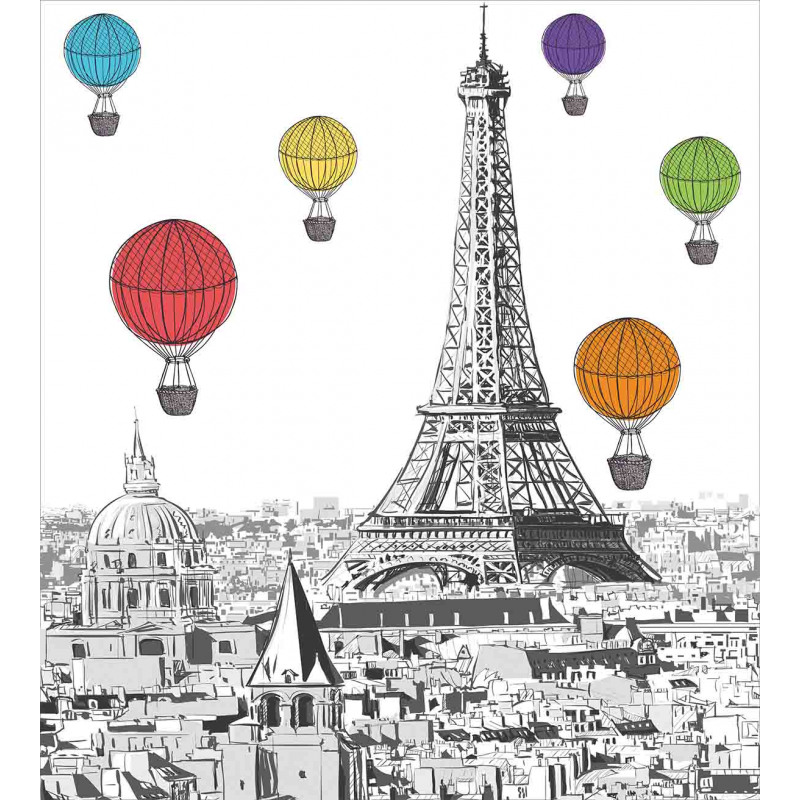 Eiffel Tower and Balloons Duvet Cover Set