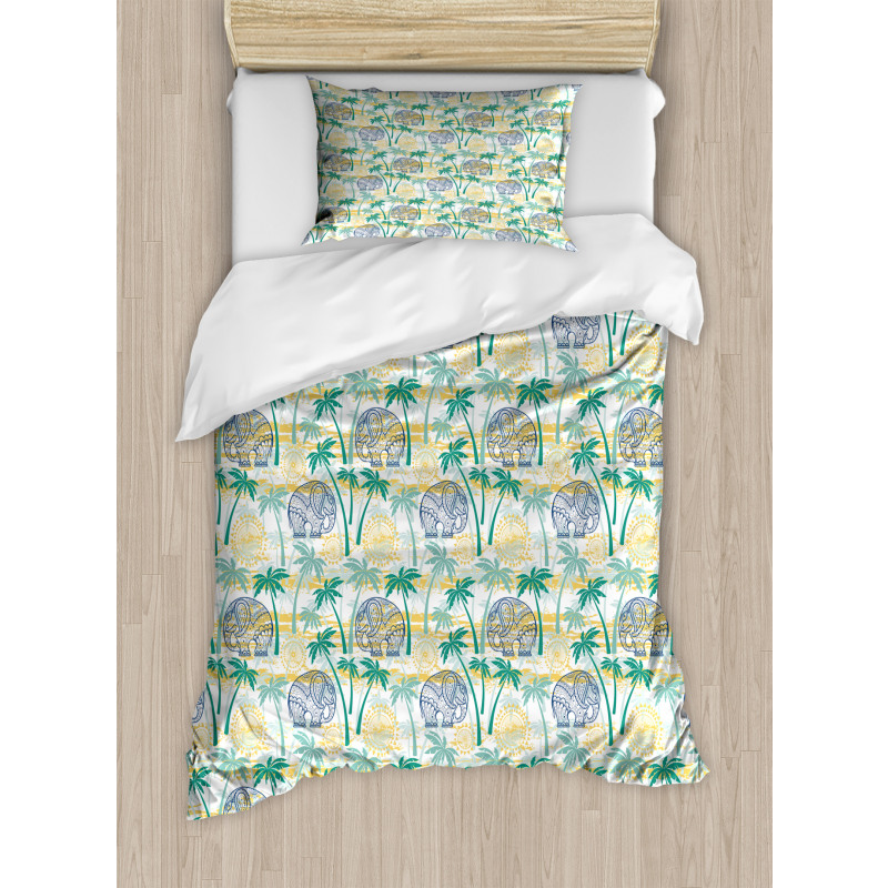 Ethnic Animal and Palms Duvet Cover Set