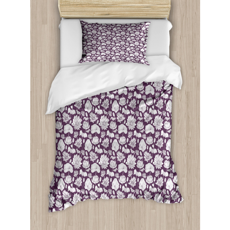 Monochrome Floral Vintage Duvet Cover Set