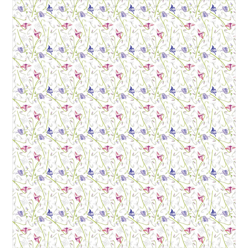 Hand Drawn Aquilegia Flower Duvet Cover Set