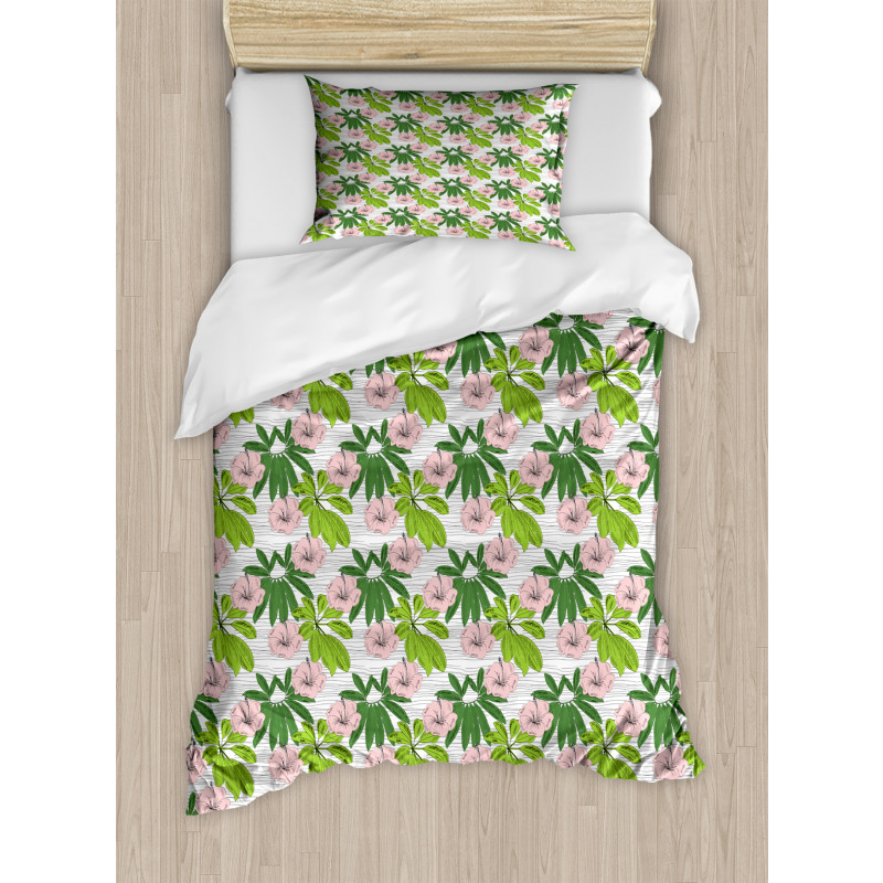 Hibiscus Flora Hand Drawn Duvet Cover Set