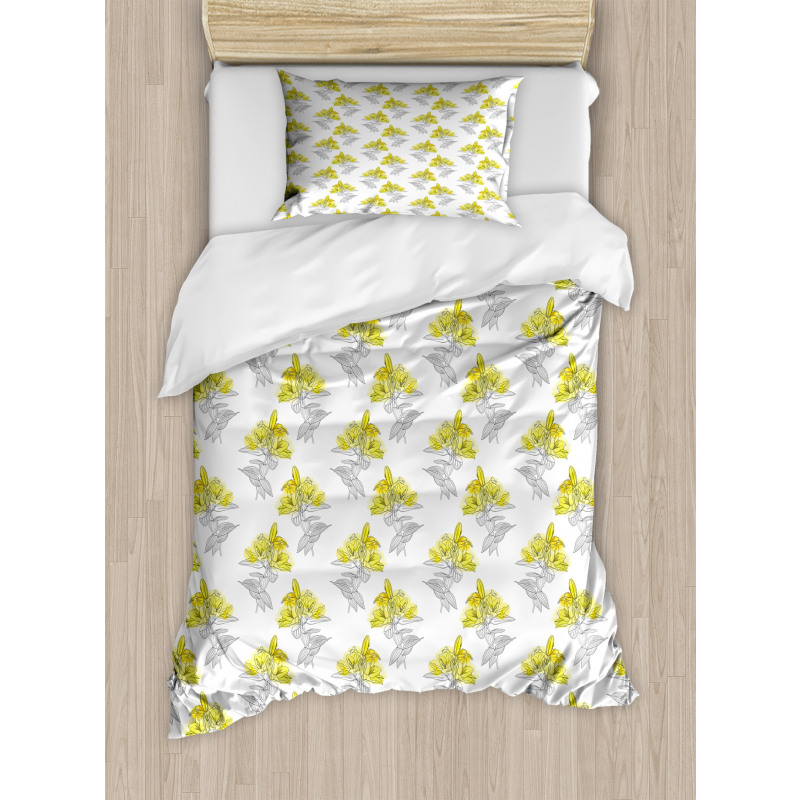 Lily Flowers Sketch Artwork Duvet Cover Set