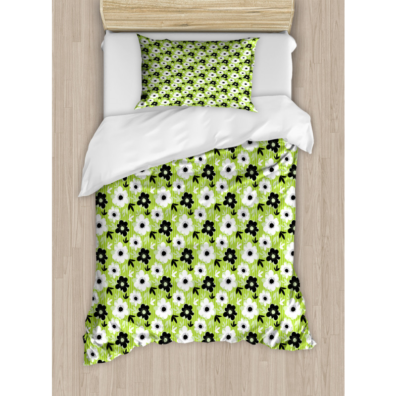 Birds Stripes and Flowers Duvet Cover Set