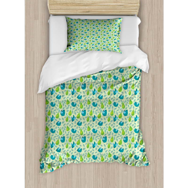 Pears with Small Sparrows Duvet Cover Set