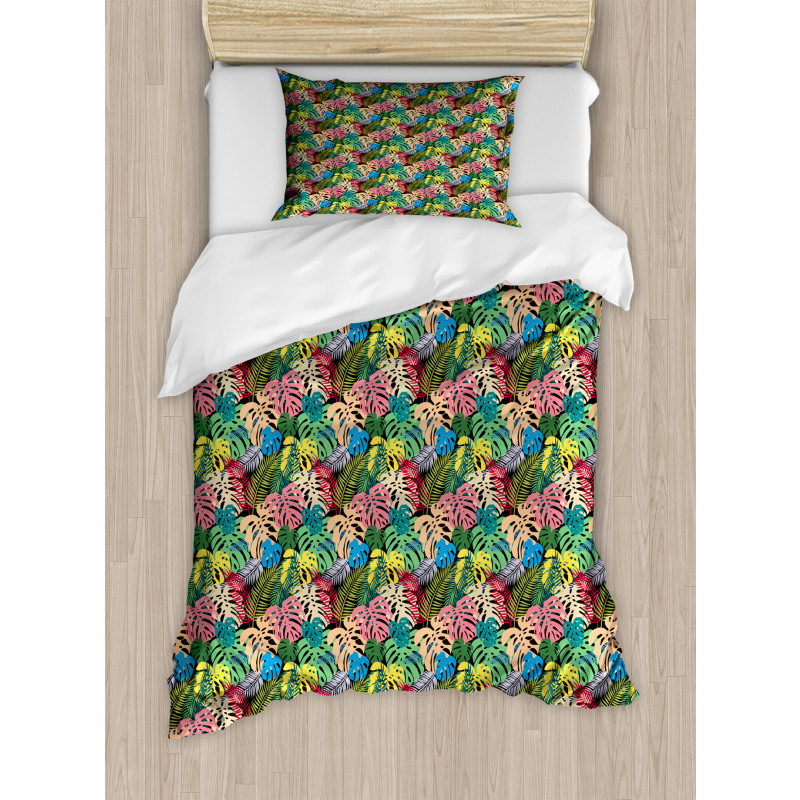 Rainbow Colored Hawaiian Duvet Cover Set