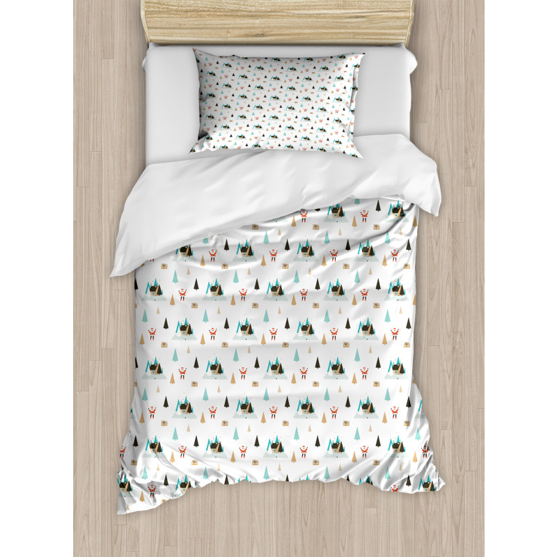 Noel Pine Trees Houses Duvet Cover Set