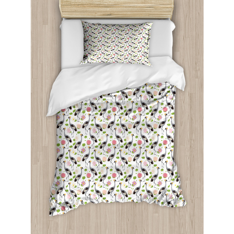 Oriental Bird Motif Duvet Cover Set