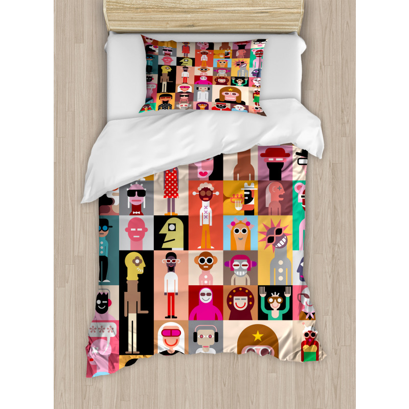 Large Group of People Art Duvet Cover Set