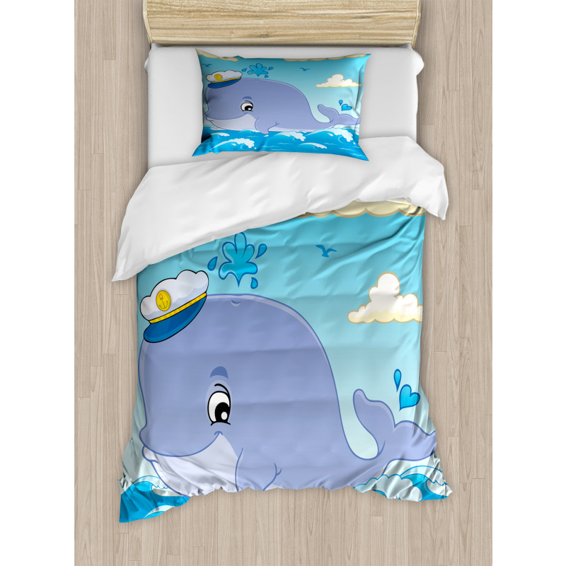 Nursery Theme Captain Whale Duvet Cover Set