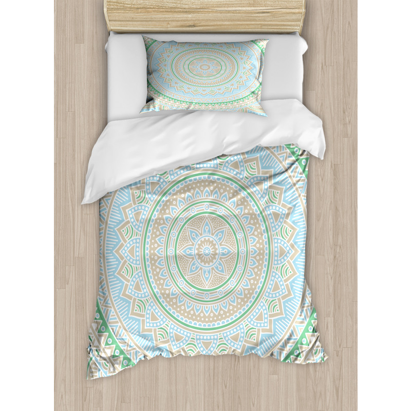 Oriental Motif Pastel Tone Duvet Cover Set