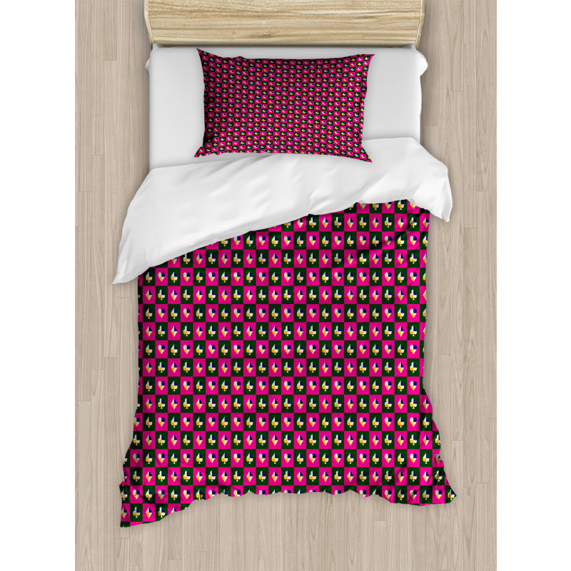Card Suit Chess Board Duvet Cover Set