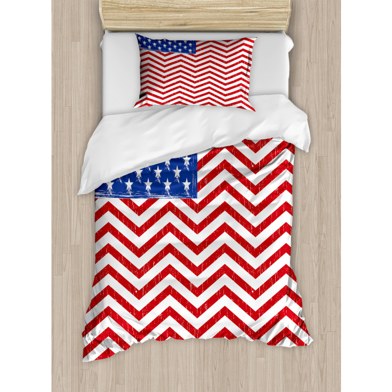 Country Flag with Zigzag Lines Duvet Cover Set