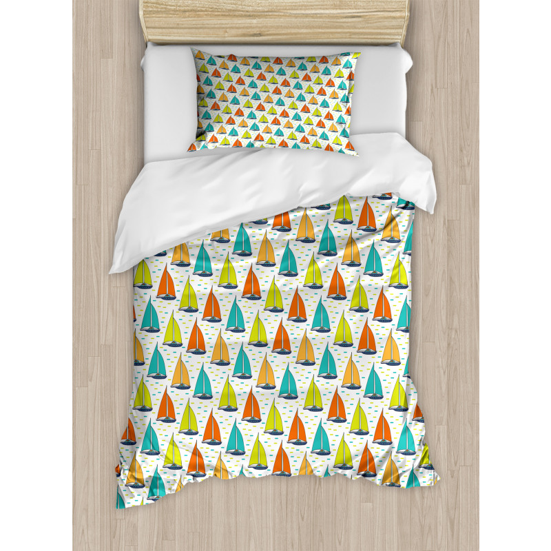 Colorful Windboats on Sea Duvet Cover Set