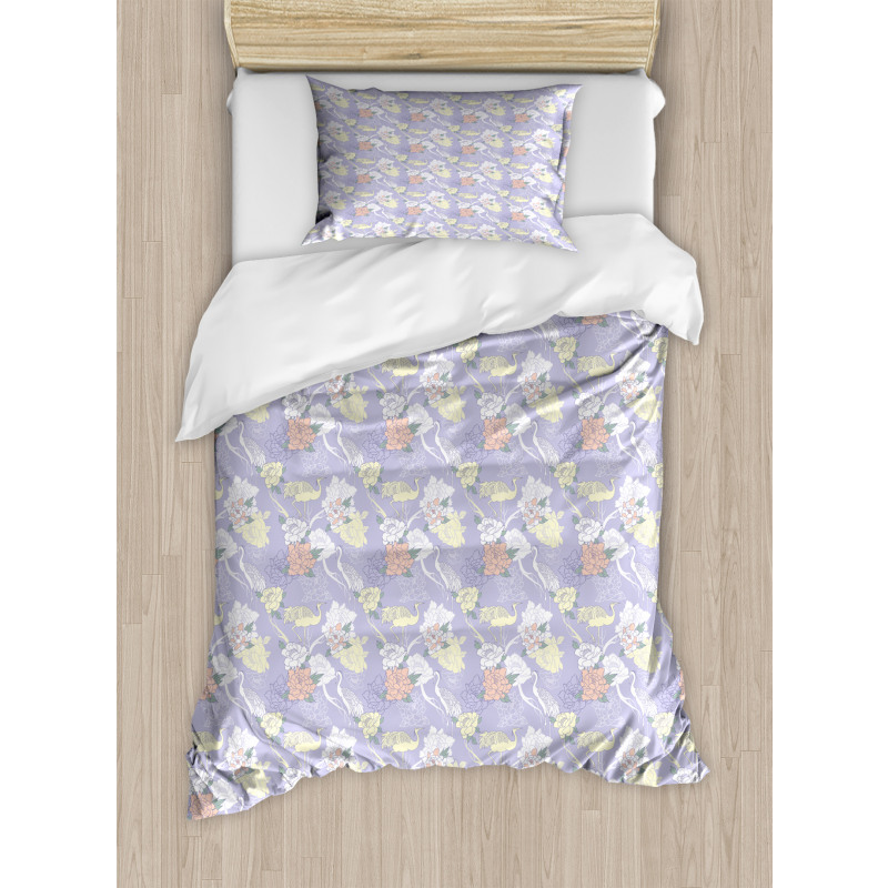 Lavender Background Oriental Duvet Cover Set