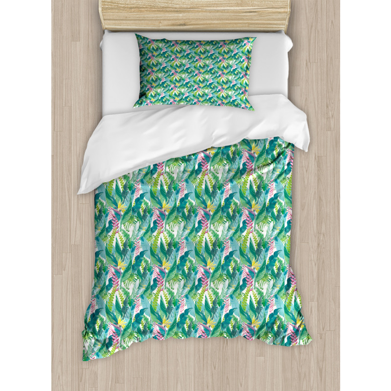 Fern and Monstera Leaves Duvet Cover Set