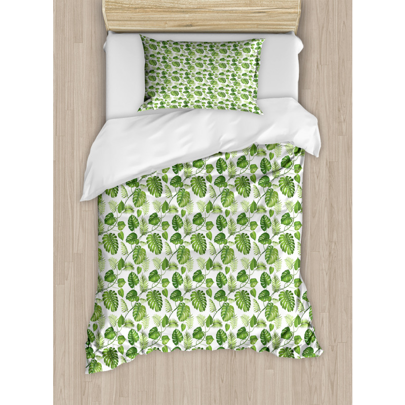 Monstera and Fern Foliage Duvet Cover Set