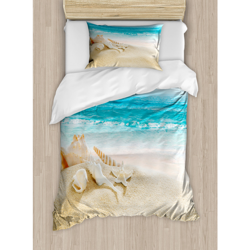 Pastel Beach Scene Duvet Cover Set