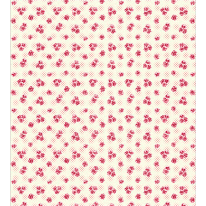 Rose Blossoms on Polka Dots Duvet Cover Set