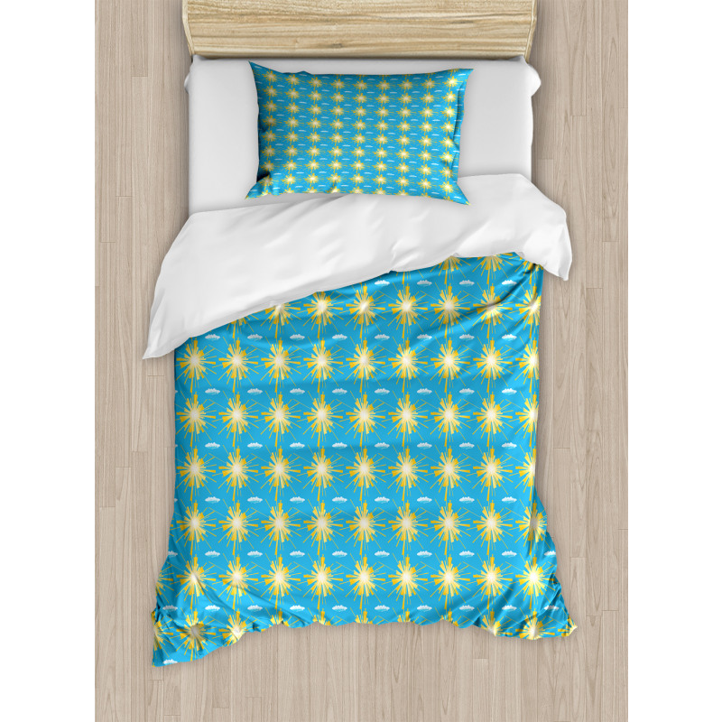 Sunny Day and Clouds Pattern Duvet Cover Set
