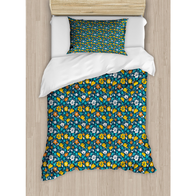 Flower and Leaves Spring Duvet Cover Set