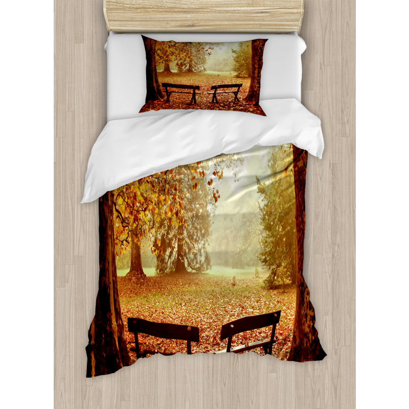 Dramatic Trees and Benches Duvet Cover Set