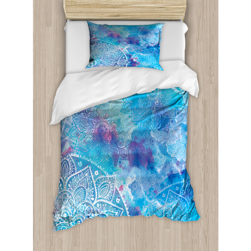 Watercolor Floral Asian Duvet Cover Set