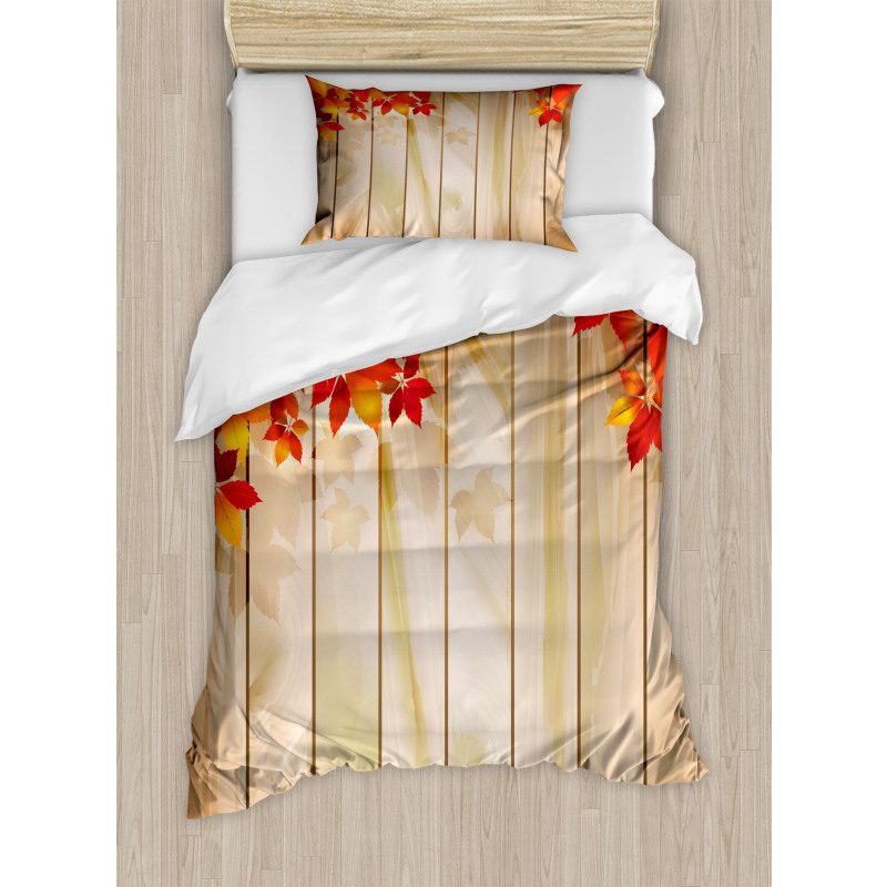 Autumn Orange Tones Leaves Duvet Cover Set