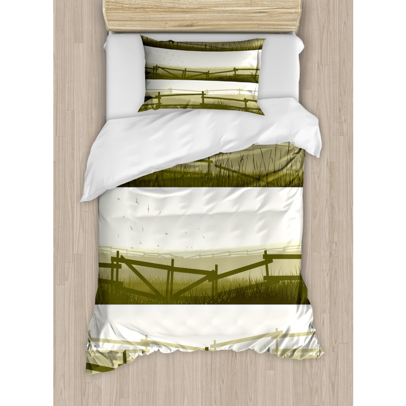 Farm Fields Scarecrow Grass Duvet Cover Set