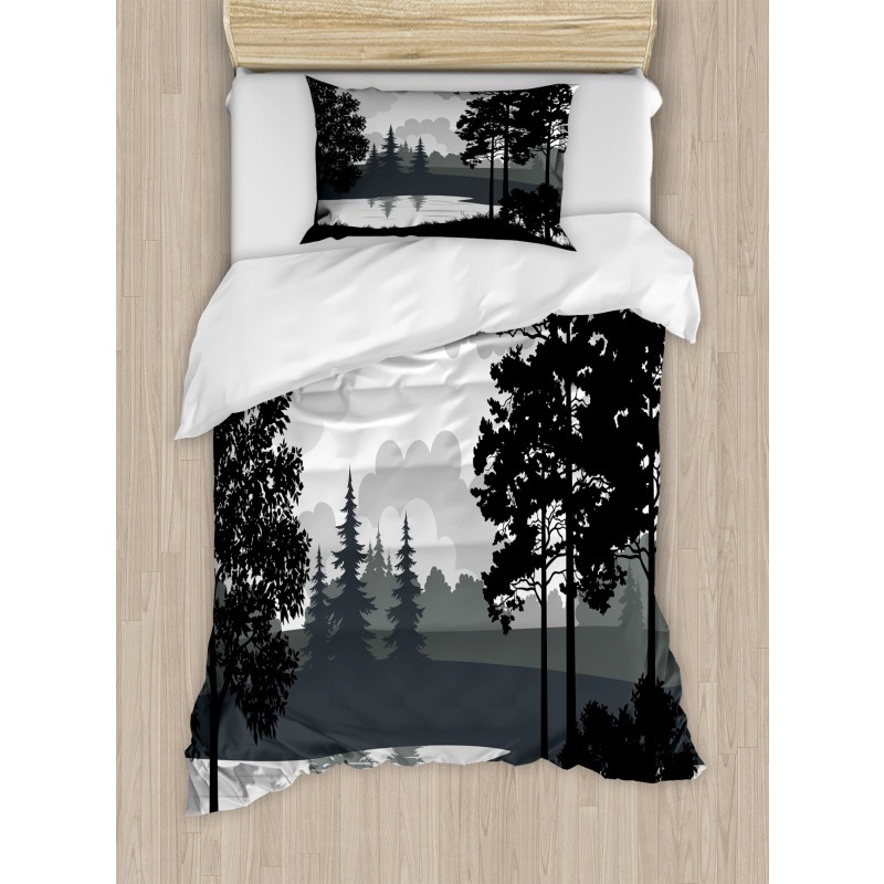 Tree River Flying Bird Duvet Cover Set