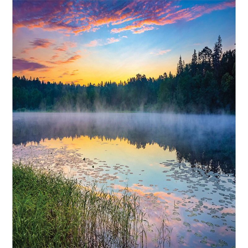 Foggy Sunset on Lake Duvet Cover Set