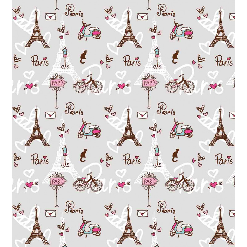 Vespa Bikes Eiffel Hearts Duvet Cover Set