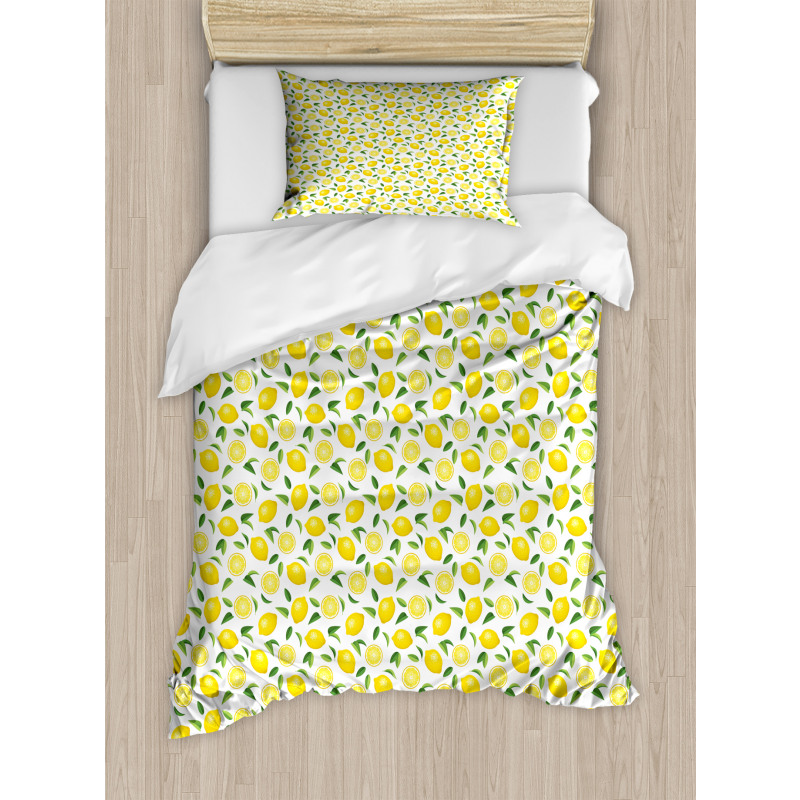 Fruit Art Lemons and Leaves Duvet Cover Set