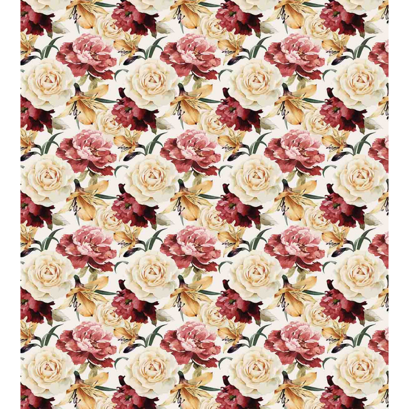 Watercolor Roses Peonies Duvet Cover Set