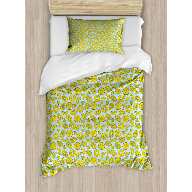 Round Slices of Pineapple Duvet Cover Set