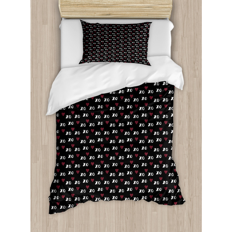 XO Acronym and Striped Hearts Duvet Cover Set