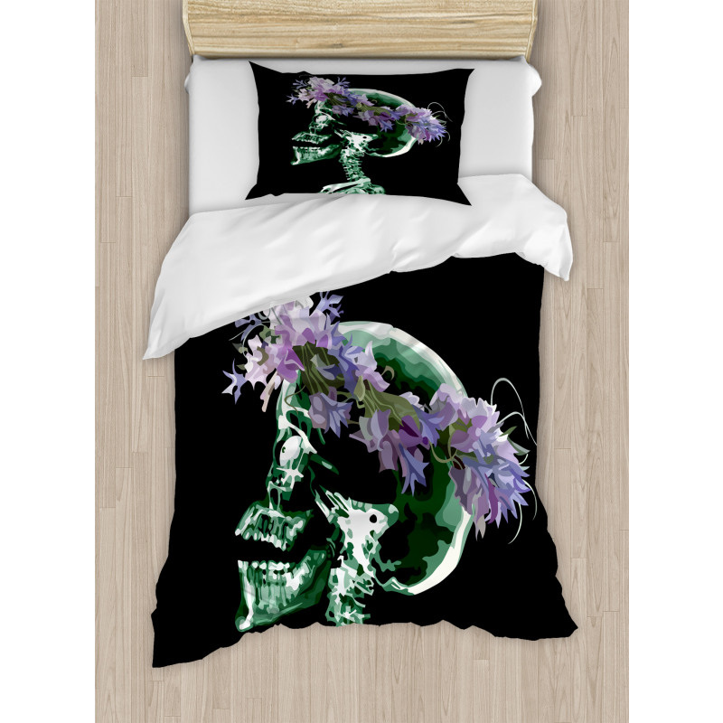 Xray Skeleton with Wreath Duvet Cover Set