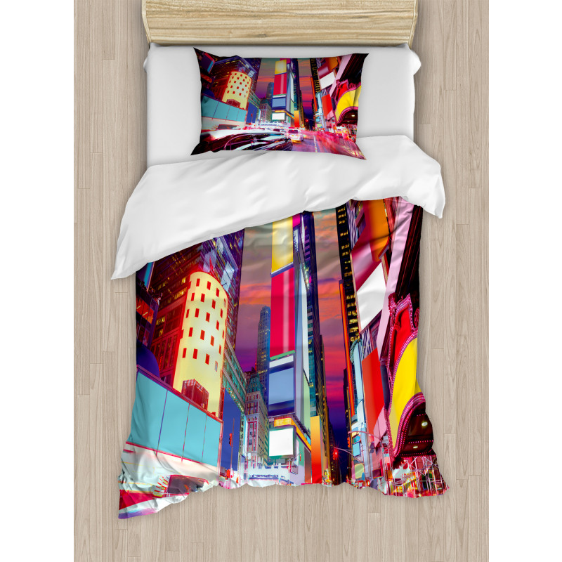 Colorful Night Times Square Duvet Cover Set