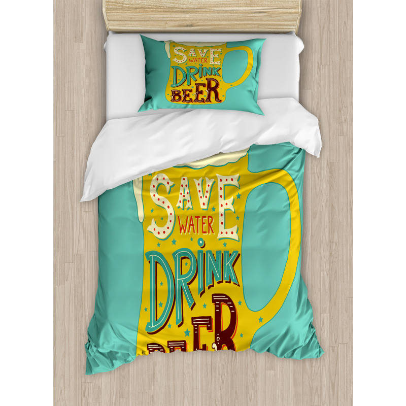 Foamy Beer Glasses Words Duvet Cover Set