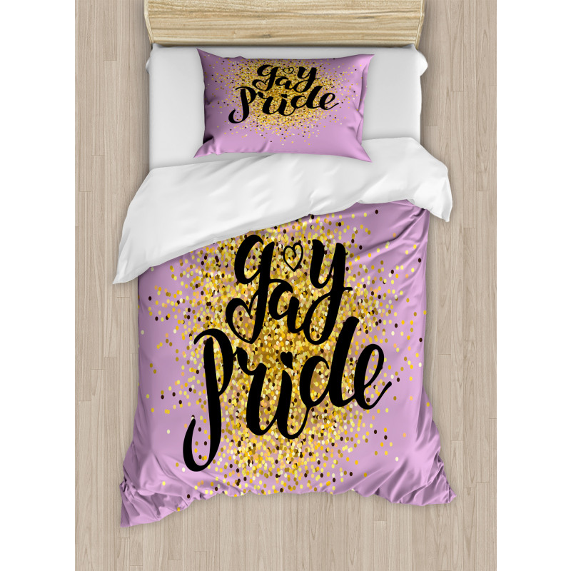 Gay Pride Dots on Lilac Duvet Cover Set