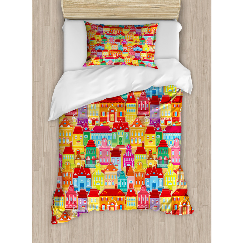 Colorful Houses Duvet Cover Set