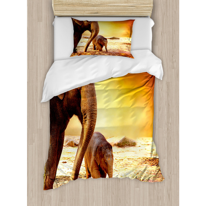 Mother Baby Elephant Family Duvet Cover Set